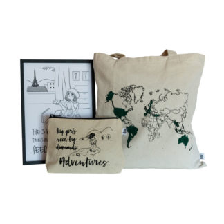 Kit de regalo tote bag, neceser y lámina